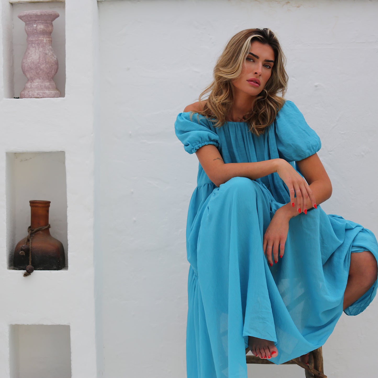 PHOENIX WHISPER DRESS TURQUOISE