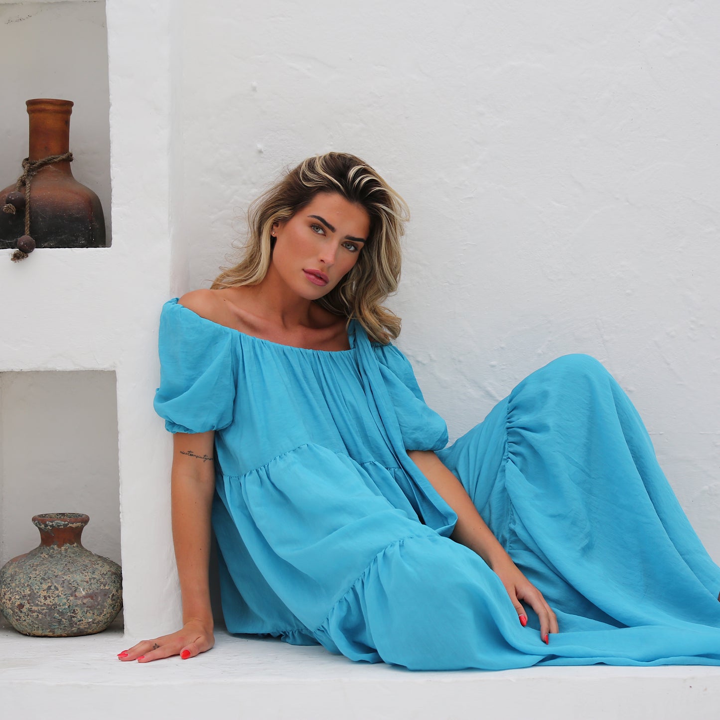 PHOENIX WHISPER DRESS TURQUOISE